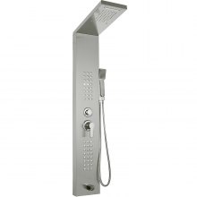 VEVOR 5v1 sprchový věžový panel módní Nerezová ocel se sprchovou zástěnou Koupelnová elektrická sprcha (stříbrná matná)