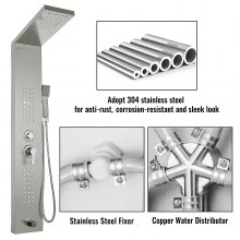 VEVOR 5v1 sprchový věžový panel módní Nerezová ocel se sprchovou zástěnou Koupelnová elektrická sprcha (stříbrná matná)