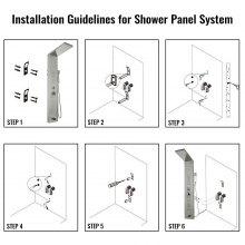 VEVOR 5 i 1 duschtorn Panel mode rostfritt stål med duschskärm Badrum elektrisk dusch (Silver Matt)