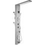 VEVOR 6 in 1 Shower Tower Panel Stainless Steel LED Display Wall Mounted Shower Panel System Panel Rainfall Massage Jets Waterfall Bathroom Shower Tower (Silver Color)