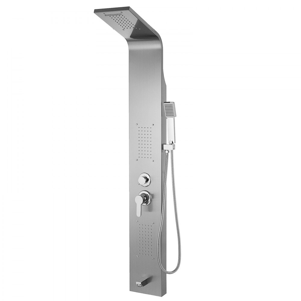 5 In 1 Shower Column Tower Panel With Twin Heads Reinforced Waterfall Bathroom