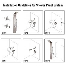 Sprchový věžový panel VEVOR 5 v 1 Sloup z nerezové oceli směšovací panel Nástěnný panel Dešťová kompletní systémová jednotka Masážní trysky Vodopád Koupelnová sprchová věž (stříbrná matná)