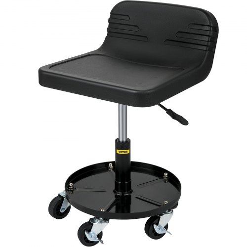 VEVOR Rolling Garage Stool, 135 KG Capacity, Adjustable Height from 40 cm to 52 cm, Mechanic Seat with 360-degree Swivel Wheels and Tool Tray, for Workshop, Auto Repair Shop, Black