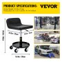 VEVOR Rolling Garage Stool, 135 KG Capacity, Adjustable Height from 40 cm to 52 cm, Mechanic Seat with 360-degree Swivel Wheels and Tool Tray, for Workshop, Auto Repair Shop, Black
