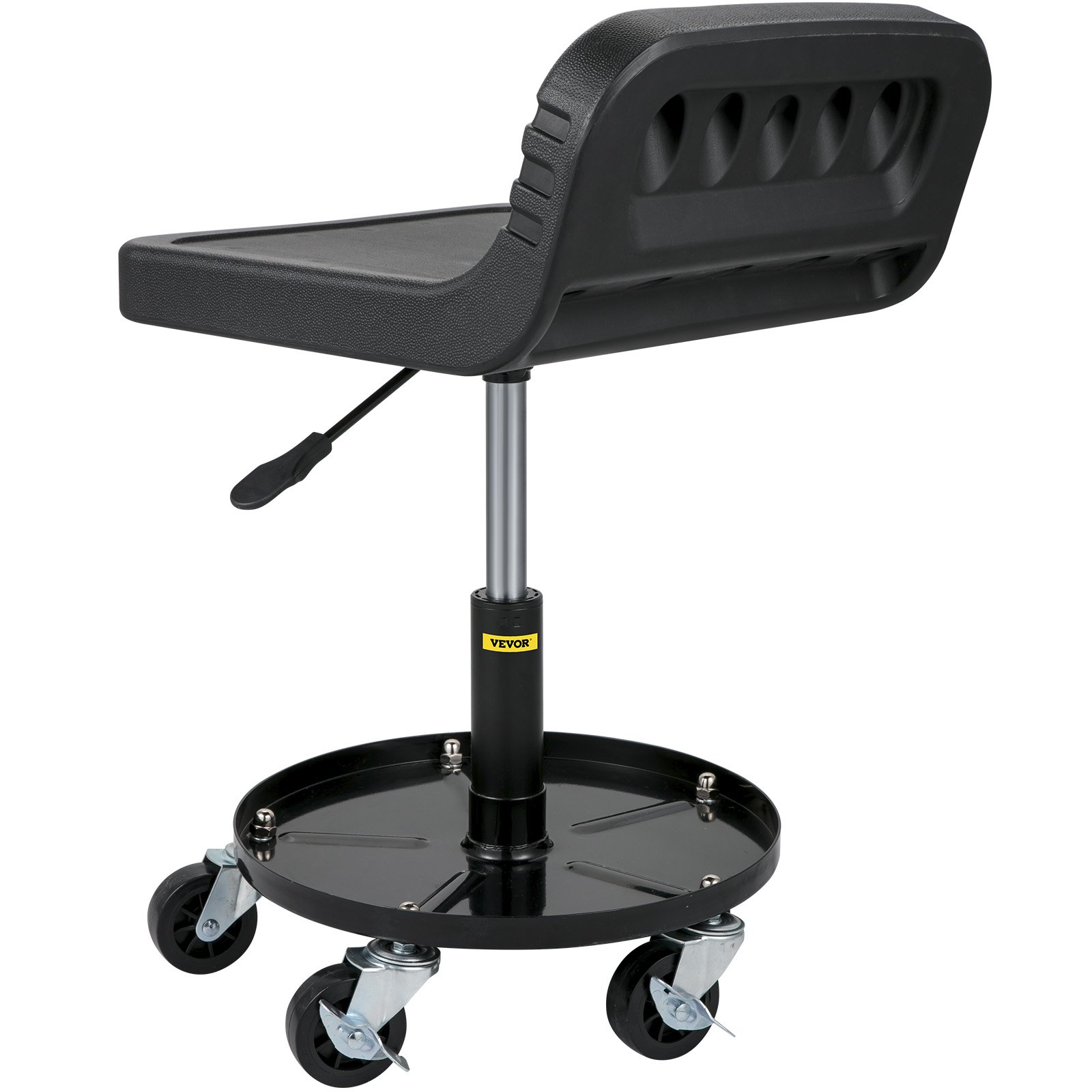 VEVOR Rolling Garage Stool, 135 KG Capacity, Adjustable Height from 40 cm to 52 cm, Mechanic Seat with 360-degree Swivel Wheels and Tool Tray, for Workshop, Auto Repair Shop, Black