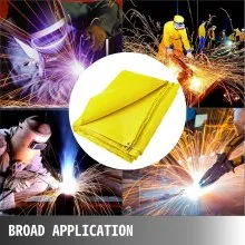 VEVOR 6 x 10 Ft Welding Blanket Gold Fiberglass Blanket Portable Fiberglass Fire Retardant Blanket Welding Mat Welding Fireproof Thermal Resistant Insulation With Carry Bag