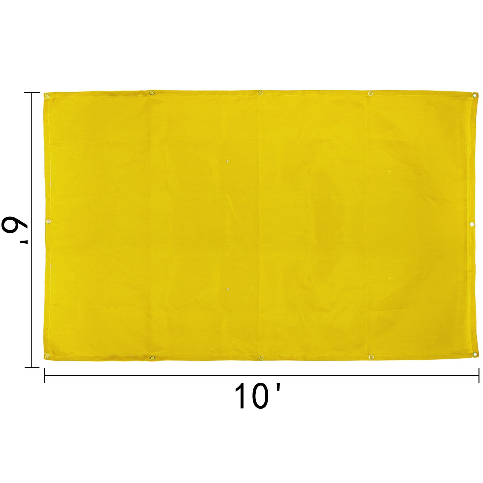 yellow VEVOR welding blanket, 6x10 feet with metal grommets.