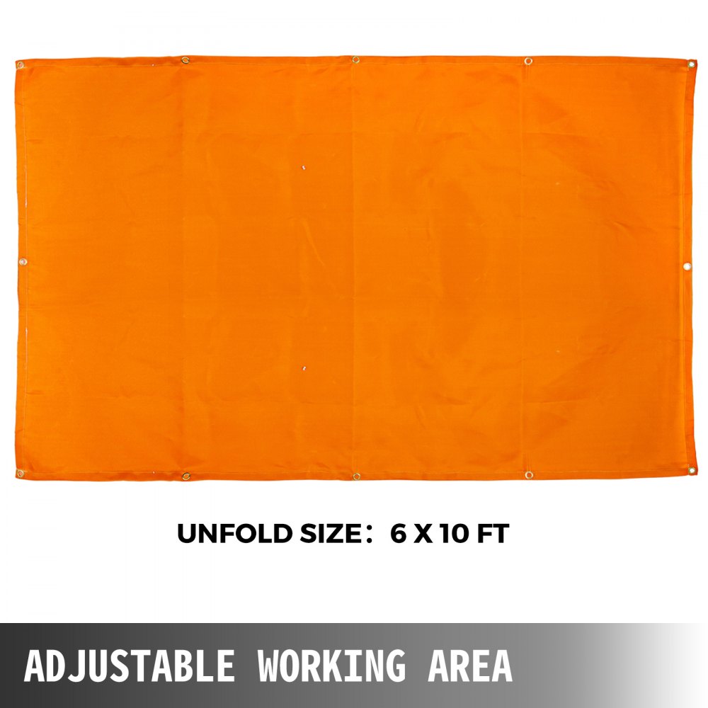 VEVOR 6 x 10 Ft Welding Blanket Orange Fiberglass Blanket Portable Fiberglass Fire Retardant Blanket Welding Mat Welding Fireproof Thermal Resistant Insulation With Carry Bag