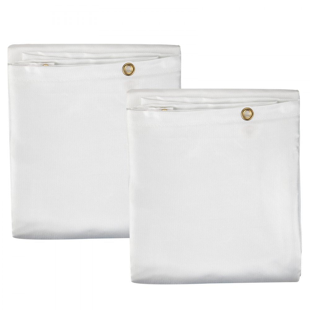 VEVOR Fire Blankets, 2 Pack Welding Blankets, 6\' x 10\' Fire Suppression Blanket, 1022 °F Flame Retardant Blanket, White Fire Emergency Blankets, Fiberglass Fire Retardant Blanket with 8 Brass Gromme