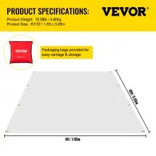 VEVOR Fire Blankets, 2 Pack Welding Blankets, 6' x 10' Fire Suppression Blanket, 1022 °F Flame Retardant Blanket, White Fire Emergency Blankets, Fiberglass Fire Retardant Blanket with 8 Brass Grommets