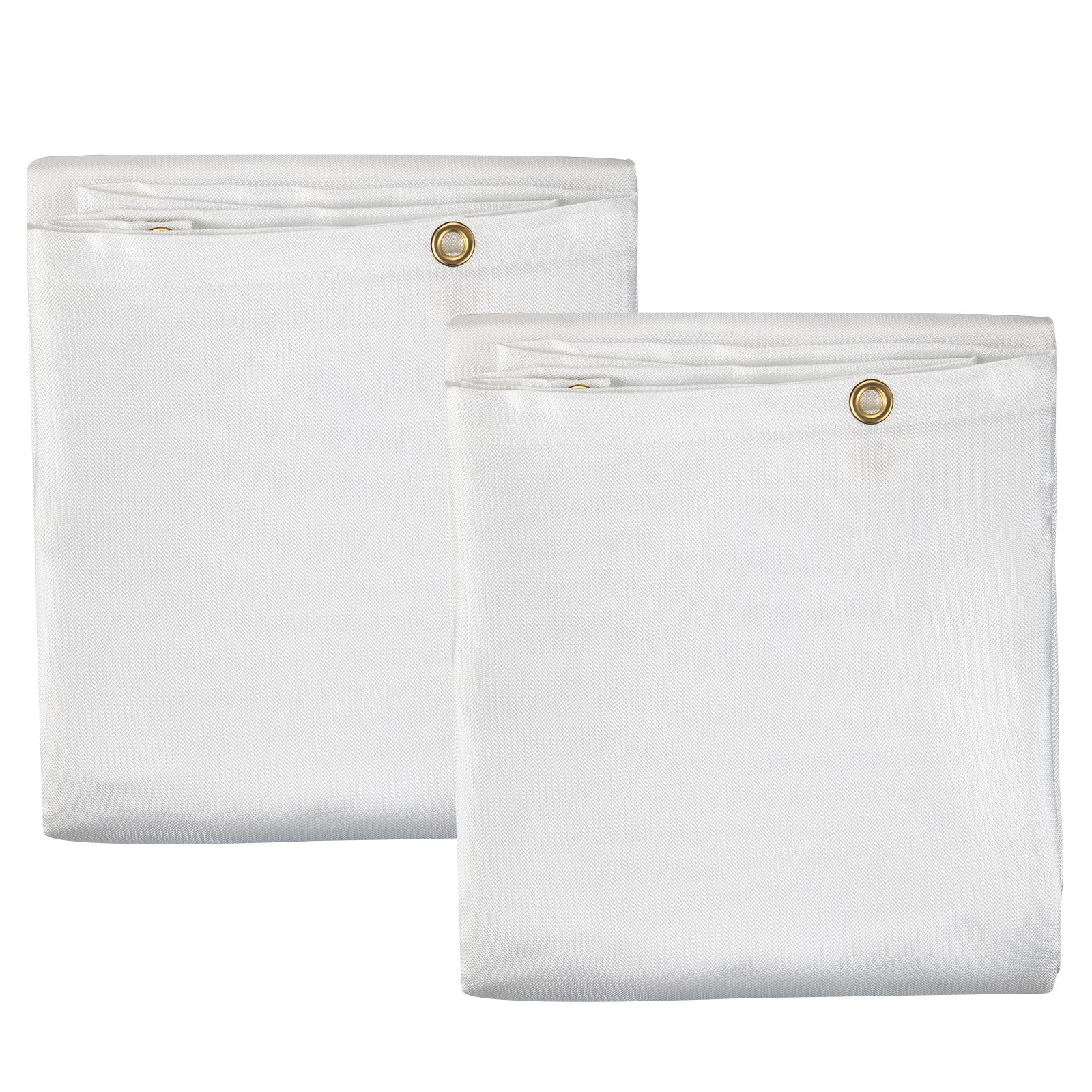 VEVOR Fire Blankets, 2 Pack Welding Blankets, 6\' x 10\' Fire Suppression Blanket, 1022 °F Flame Retardant Blanket, White Fire Emergency Blankets, Fiberglass Fire Retardant Blanket with 8 Brass Gromme