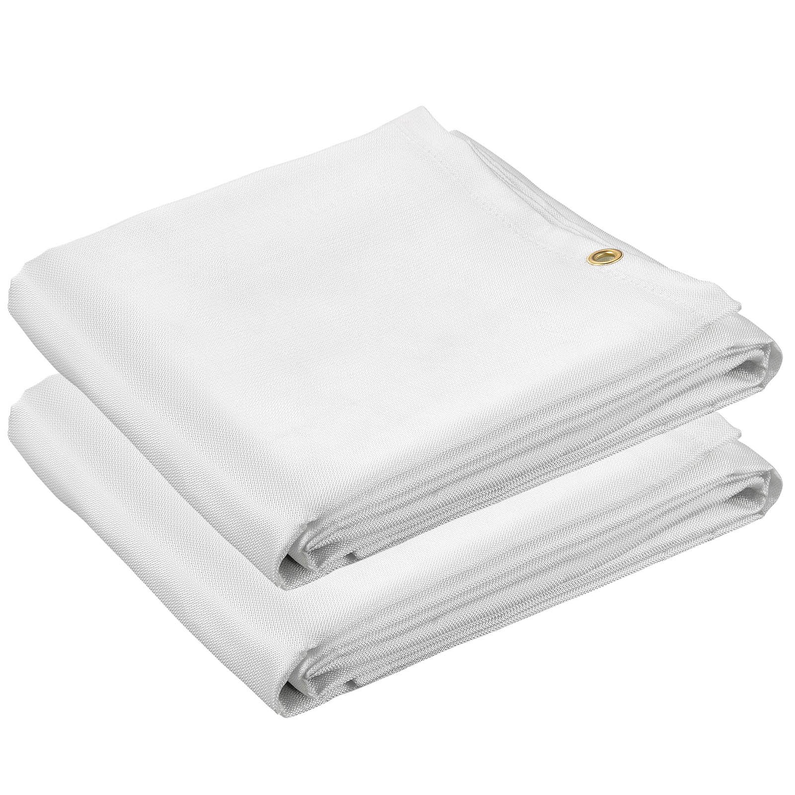 VEVOR Fire Blankets, 2 Pack Welding Blankets, 6\' x 10\' Fire Suppression Blanket, 1022 °F Flame Retardant Blanket, White Fire Emergency Blankets, Fiberglass Fire Retardant Blanket with 8 Brass Gromme