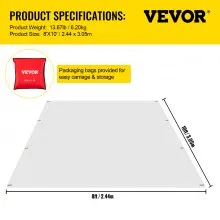 VEVOR Fire Blankets, 2 Pack Welding Blankets, 8' x 10' Fire Suppression Blanket, 1022°F Flame Retardant Blanket, White Fire Emergency Blankets, Fiberglass Fire Retardant Blanket with 12 Brass Grommets