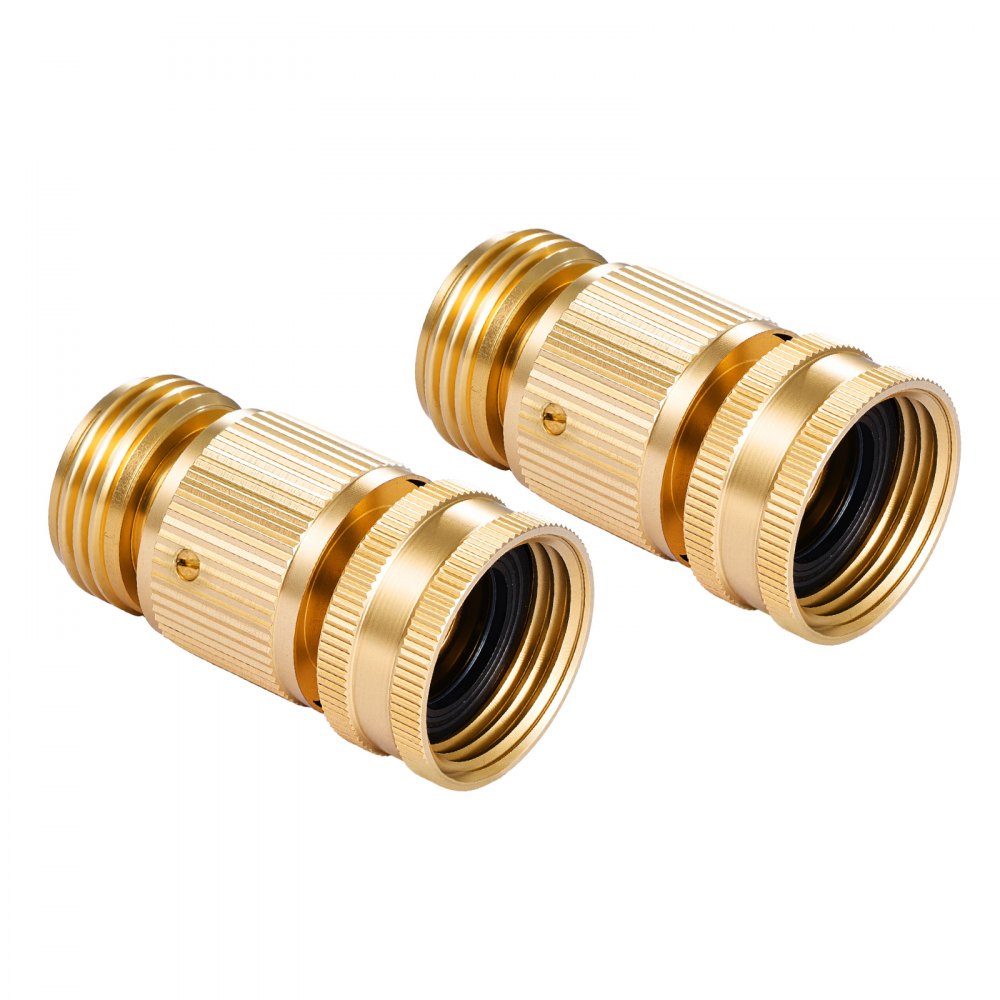 VEVOR - Conector rápido para manguera de jardín (macho y hembra de 3/4 de pulgada, 200 PSI, latón macizo, resistente), 2 juegos, antifugas, con juntas