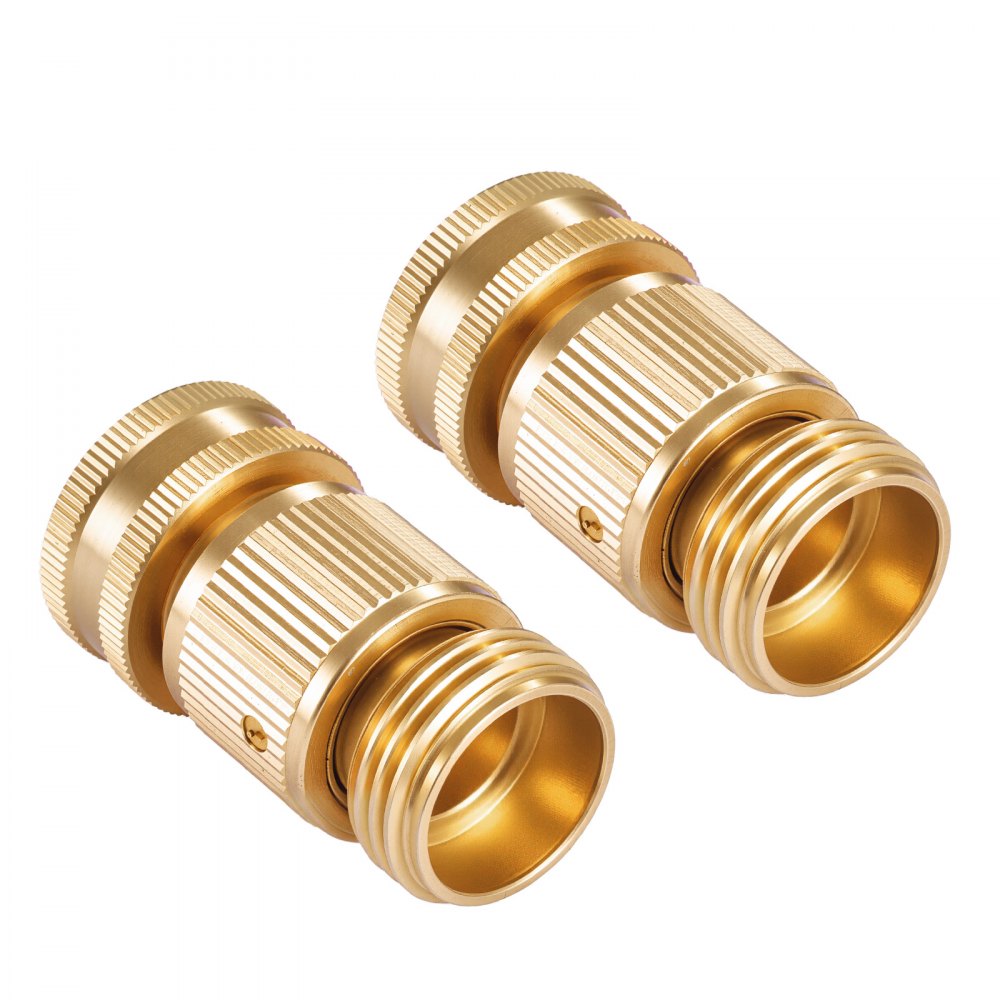 VEVOR - Conector rápido para manguera de jardín (macho y hembra de 3/4 de pulgada, 200 PSI, latón macizo, resistente), 2 juegos, antifugas, con juntas