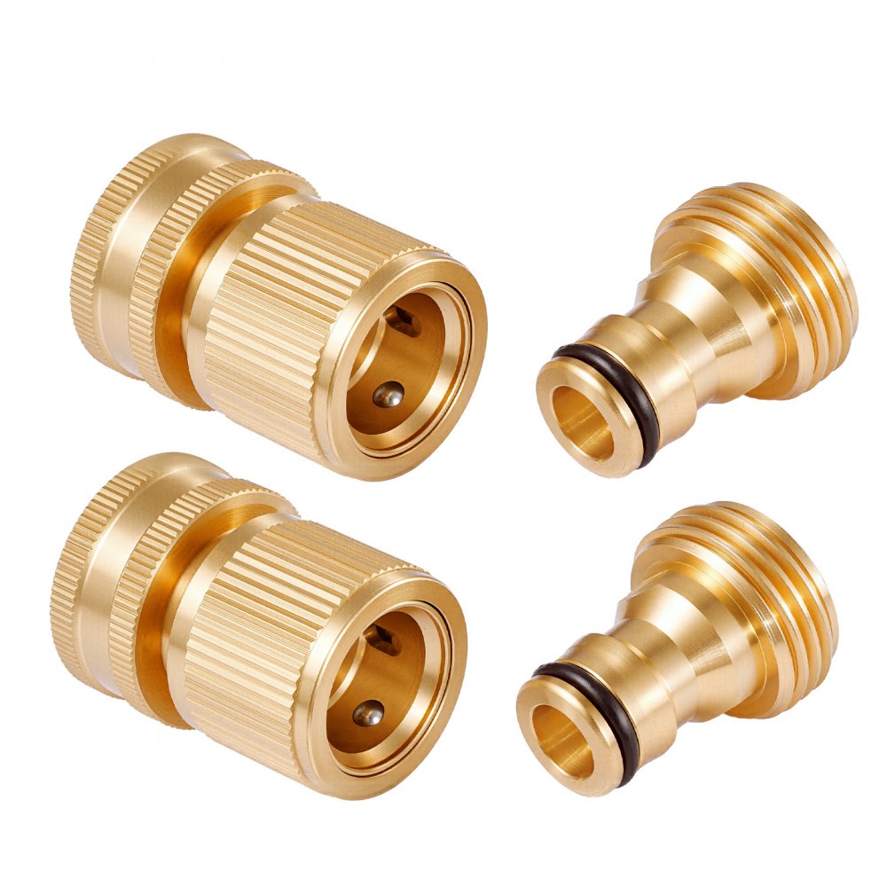 VEVOR - Conector rápido para manguera de jardín (macho y hembra de 3/4 de pulgada, 200 PSI, latón macizo, resistente), 2 juegos, antifugas, con juntas