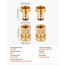 2 Set 3/4" Garden Hose Quick Connect Solid Brass Water Hose Fitting Female Male