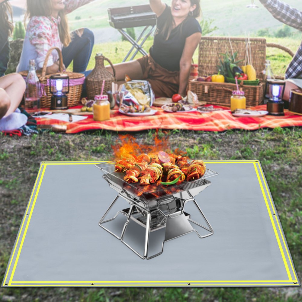 VEVOR Fire Blanket, 67" x 60" Fiberglass Welding Blanket, 3.3 lbs Fireproof Blanket, 1022 °F Fire Retardant Blanket, Gray Emergency Fire Blanket with 10 Stainless-Steel Grommets and 6 Silver Hooks