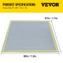 VEVOR Fire Blanket, 67" x 60" Fiberglass Welding Blanket, 3.3 lbs Fireproof Blanket, 1022 °F Fire Retardant Blanket, Gray Emergency Fire Blanket with 10 Stainless-Steel Grommets and 6 Silver Hooks
