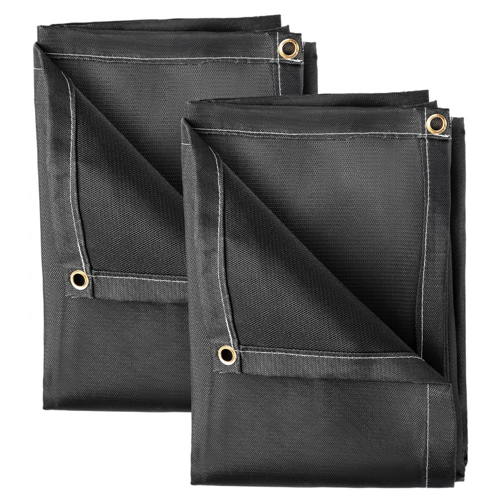 VEVOR Fire Blankets, 2 Pack Welding Blankets, 6' x 10' Fire Suppression Blanket, 1022 °F Flame Retardant Blanket, Black Fire Emergency Blankets, Fiberglass Fire Retardant Blanket with 8 Brass Grommets