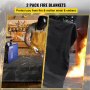 VEVOR Fire Blankets, 2 Pack Welding Blankets, 6' x 10' Fire Suppression Blanket, 1022 °F Flame Retardant Blanket, Black Fire Emergency Blankets, Fiberglass Fire Retardant Blanket with 8 Brass Grommets