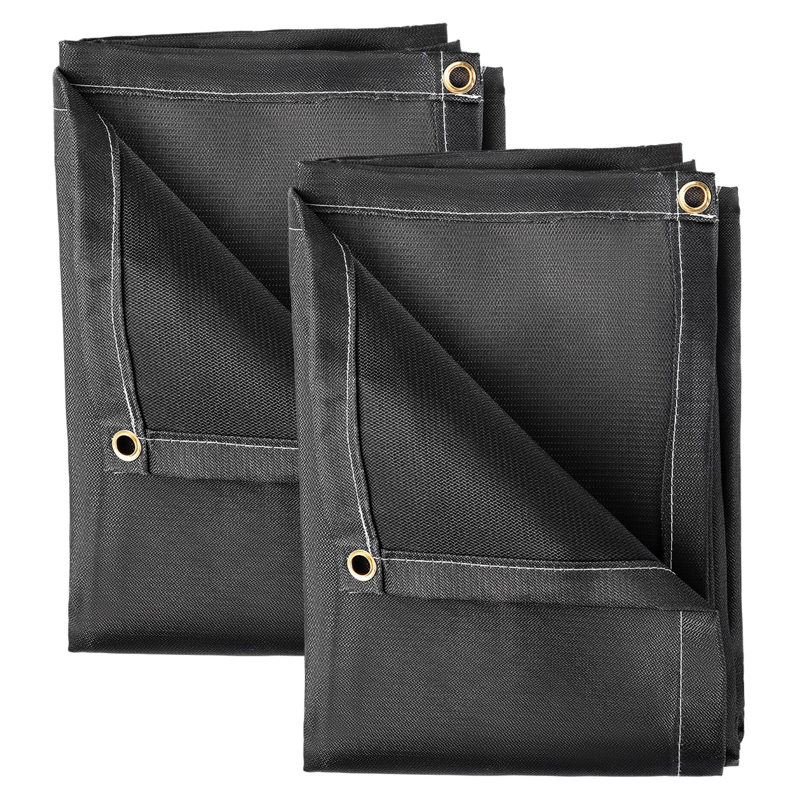 VEVOR Fire Blankets, 2 Pack Welding Blankets, 6\' x 10\' Fire Suppression Blanket, 1022 °F Flame Retardant Blanket, Black Fire Emergency Blankets, Fiberglass Fire Retardant Blanket with 8 Brass Gromme