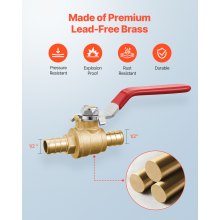 PEX Ball Valve 10 Pieces 1/2 in PEX Brass Ball Valve Full Port Brass Ball Valve