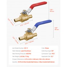 PEX Ball Valve 10 Pieces 1/2 in PEX Brass Ball Valve Full Port Brass Ball Valve