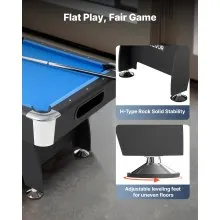 7 ft Billiards Table Portable Pool Tables Game Set Bule Cloth Adjustable Feet