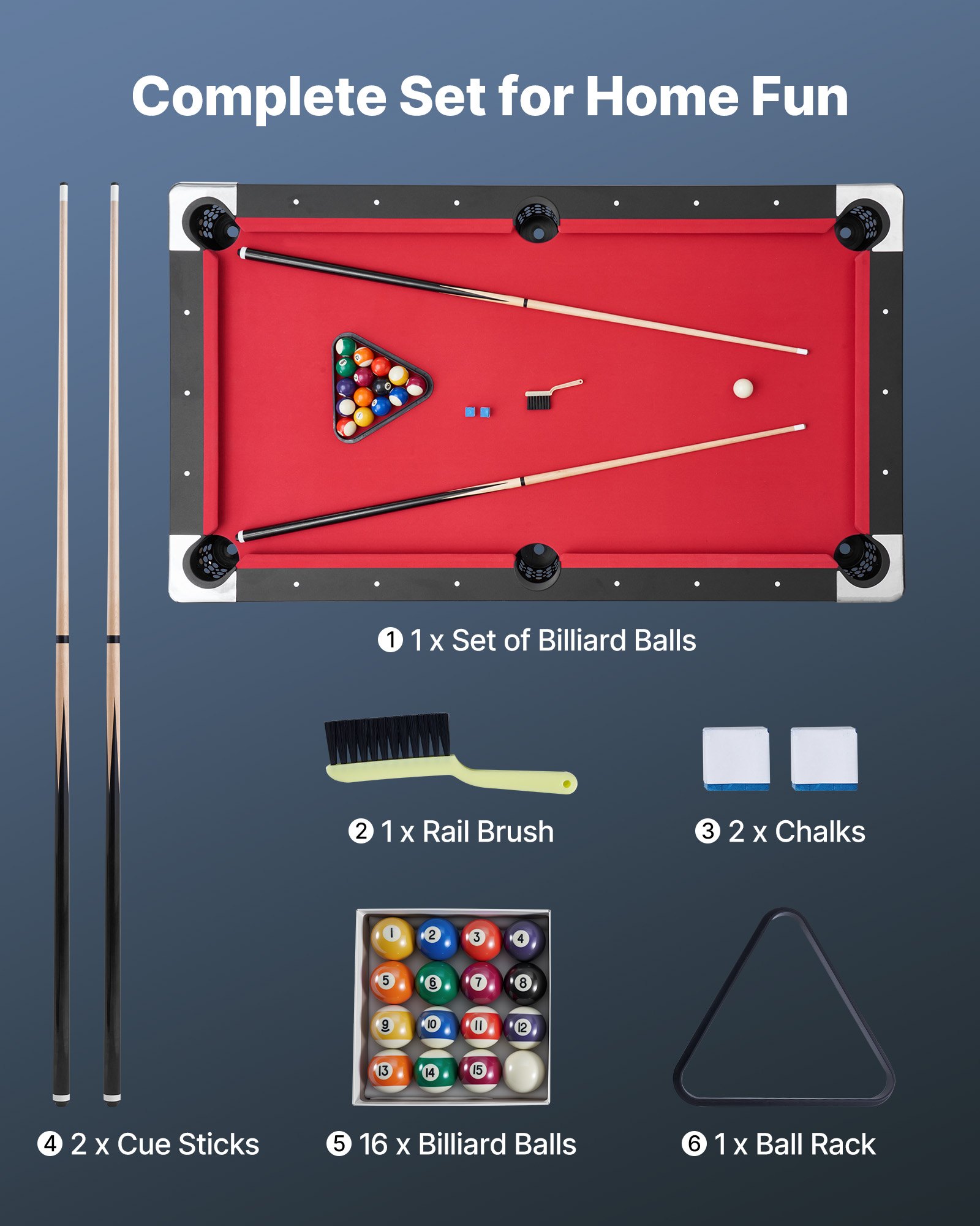 VEVOR Pool Table, 6 ft Portable Billiards Tables, Adjustable Feet ...