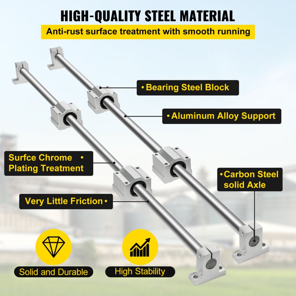 Optical Axis 16mm 800mm Linear Rail Shaft Rod With Bearing Block & Guide Support