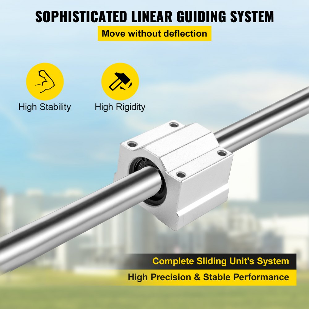 VEVOR Linear Rail Slide 2PCs 20mm x 1200mm Linear Bearing Slide Set with 4Pcs Block Bearings SC20UU+4Pcs Shaft Support Linear Shaft CNC Parts Kits for Electronic Equipment Guide Bar