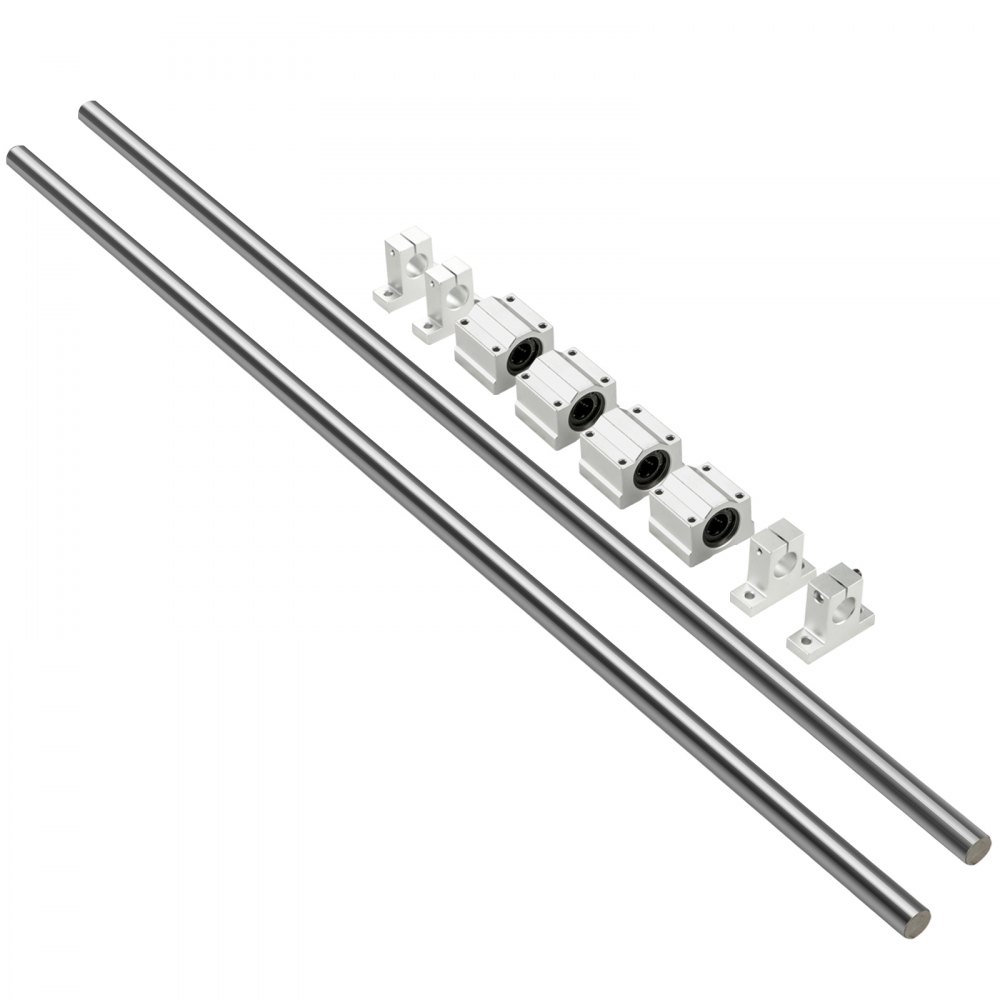 VEVOR Linear Rail Slide 2PCs 20mm x 1200mm Linear Bearing Slide Set with 4Pcs Block Bearings SC20UU+4Pcs Shaft Support Linear Shaft CNC Parts Kits for Electronic Equipment Guide Bar