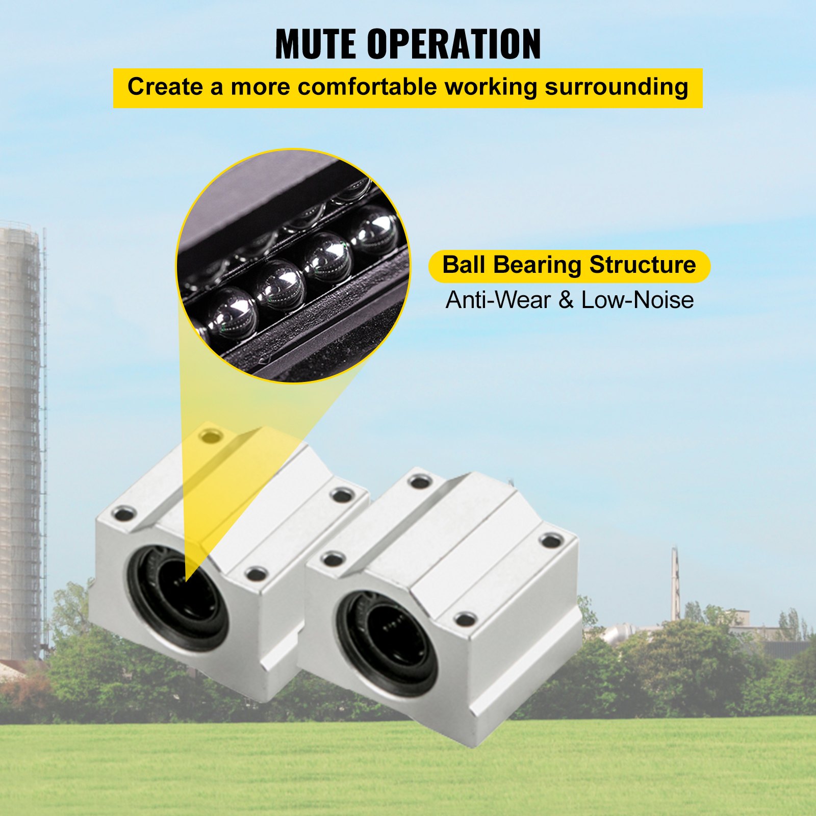 VEVOR Linear Rail Slide 2PCs 20mm x 1200mm Linear Bearing Slide Set with 4Pcs Block Bearings SC20UU+4Pcs Shaft Support Linear Shaft CNC Parts Kits for Electronic Equipment Guide Bar