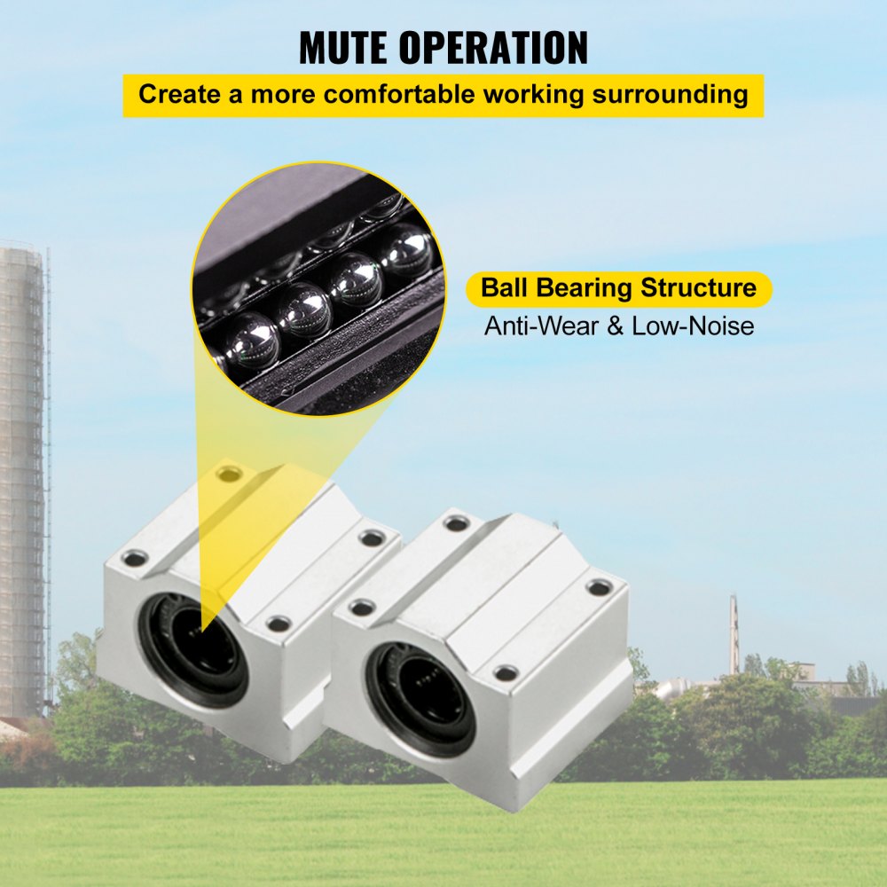VEVOR Linear Rail Slide 2PCS 20mm x 300mm Linear Bearing Slide Set con 4pcs Block Bearings SC20UU+4Pcs Shaft Support Linear Shaft CNC Kits de piezas para barra de guía de equipos electrónicos
