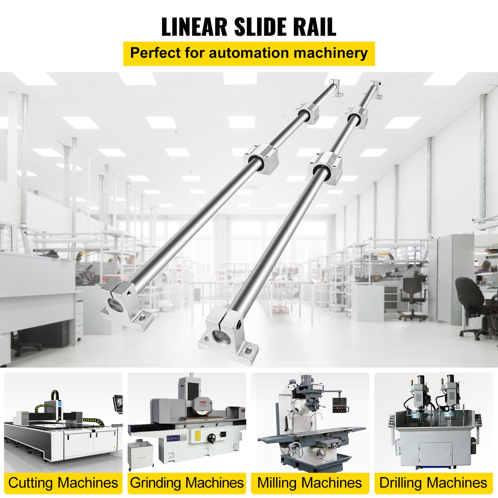 VEVOR Linear Rail Slide 2PCS 20mm x 300mm Linear Bearing Slide Set con 4pcs Block Bearings SC20UU+4Pcs Shaft Support Linear Shaft CNC Kits de piezas para barra de guía de equipos electrónicos