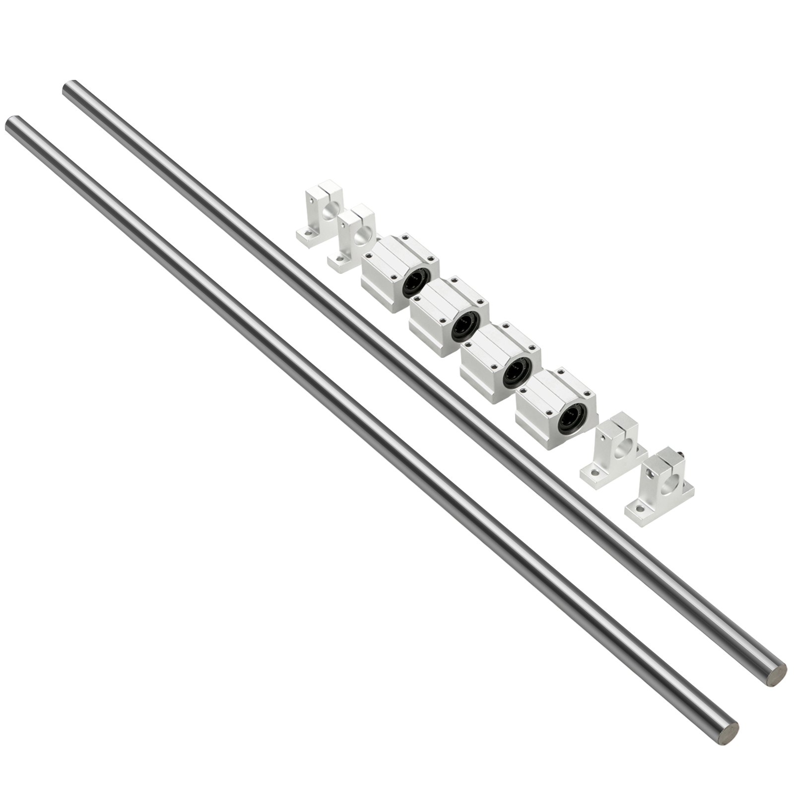 VEVOR Linear Rail Slide 2PCS 20mm x 300mm Linear Bearing Slide Set con 4pcs Block Bearings SC20UU+4Pcs Shaft Support Linear Shaft CNC Kits de piezas para barra de guía de equipos electrónicos