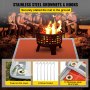 campfire on VEVOR fire pit mat with stainless steel grommets, hooks, and group of people.