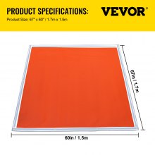 VEVOR Fiberglass Welding Blanket Fire Blanket 1.7m x 1.5m w/ 550℃ Rust Iron Red