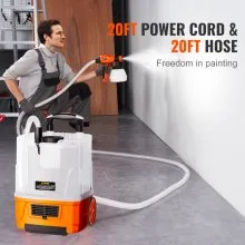VEVOR Paint Sprayer, 1300W Electric Spray Paint Gun with Air Hose, 1300ml and 800 ml Containers, 5 Copper Nozzles, 150 Din HVLP Spray Gun for House Painting Home Interior and Exterior Walls, Fence