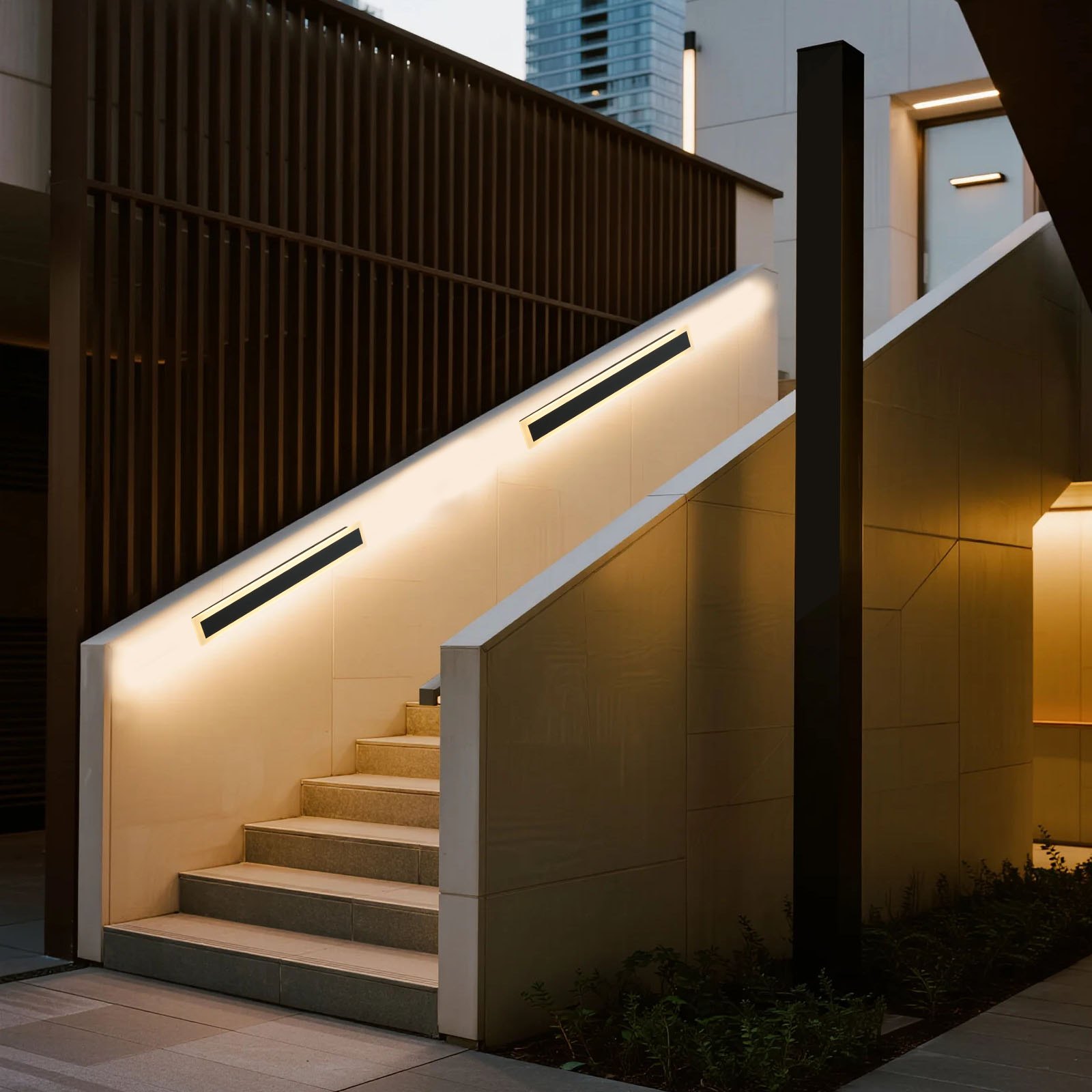 VEVOR Outdoor Wall Light, 600 mm, Long Strip Modern Exterior Wall Sconce Light Fixtures, 3000K Warm White, IP65 Waterproof, Anti-Rust Outside Patio Wall Mount Lighting, for House, Porch, Garage