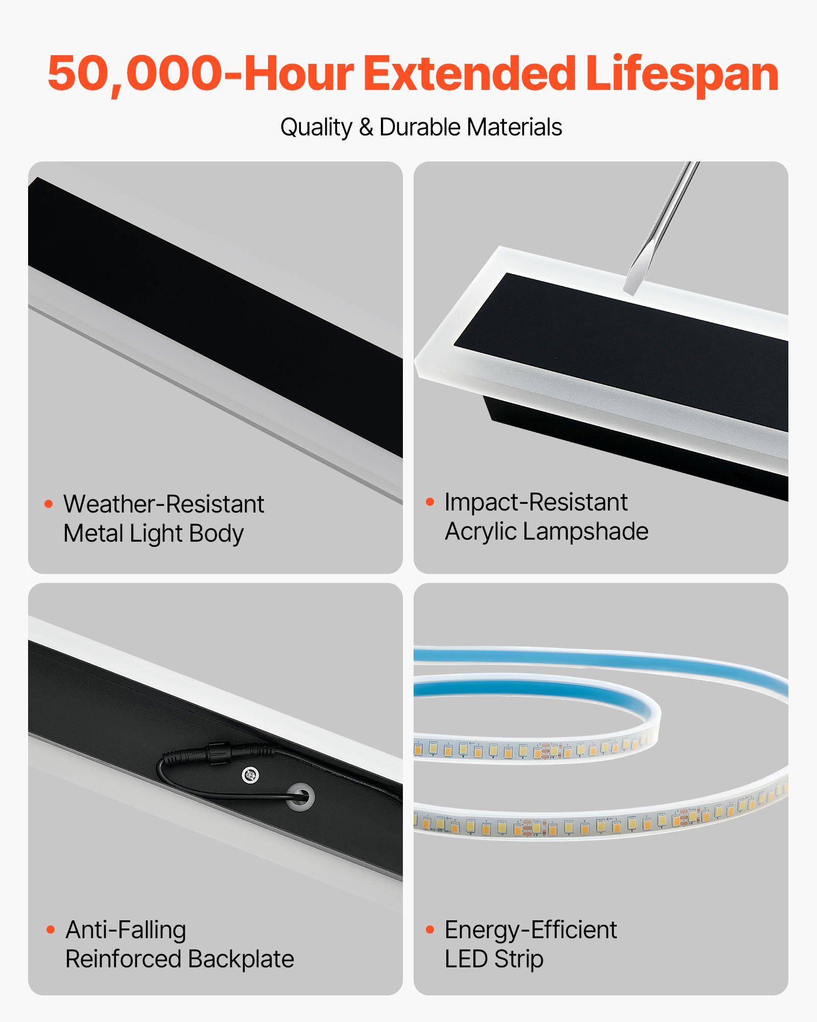 VEVOR Outdoor Wall Lights, 2 Pack, 800 mm Long Strip Modern Exterior Wall Sconce Light Fixtures, 3000K Warm White, IP65 Waterproof Anti-Rust Outside Wall Mount Lighting, for House, Porch, Garage