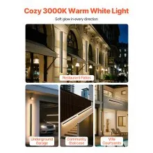 VEVOR Outdoor Wall Lights, 2 Pack, 47.2 Inch Long Strip Modern Exterior Wall Sconce Light Fixtures, 3000K Warm White, IP65 Waterproof Anti-Rust Outside Wall Mount Lighting, for House, Porch, Garage