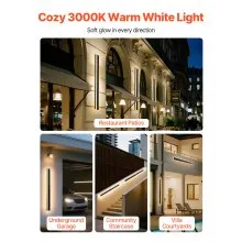 VEVOR Outdoor Wall Lights, 2 Pack, 39.4 Inch Long Strip Modern Exterior Wall Sconce Light Fixtures, 3000K Warm White, IP65 Waterproof Anti-Rust Outside Wall Mount Lighting, for House, Porch, Garage