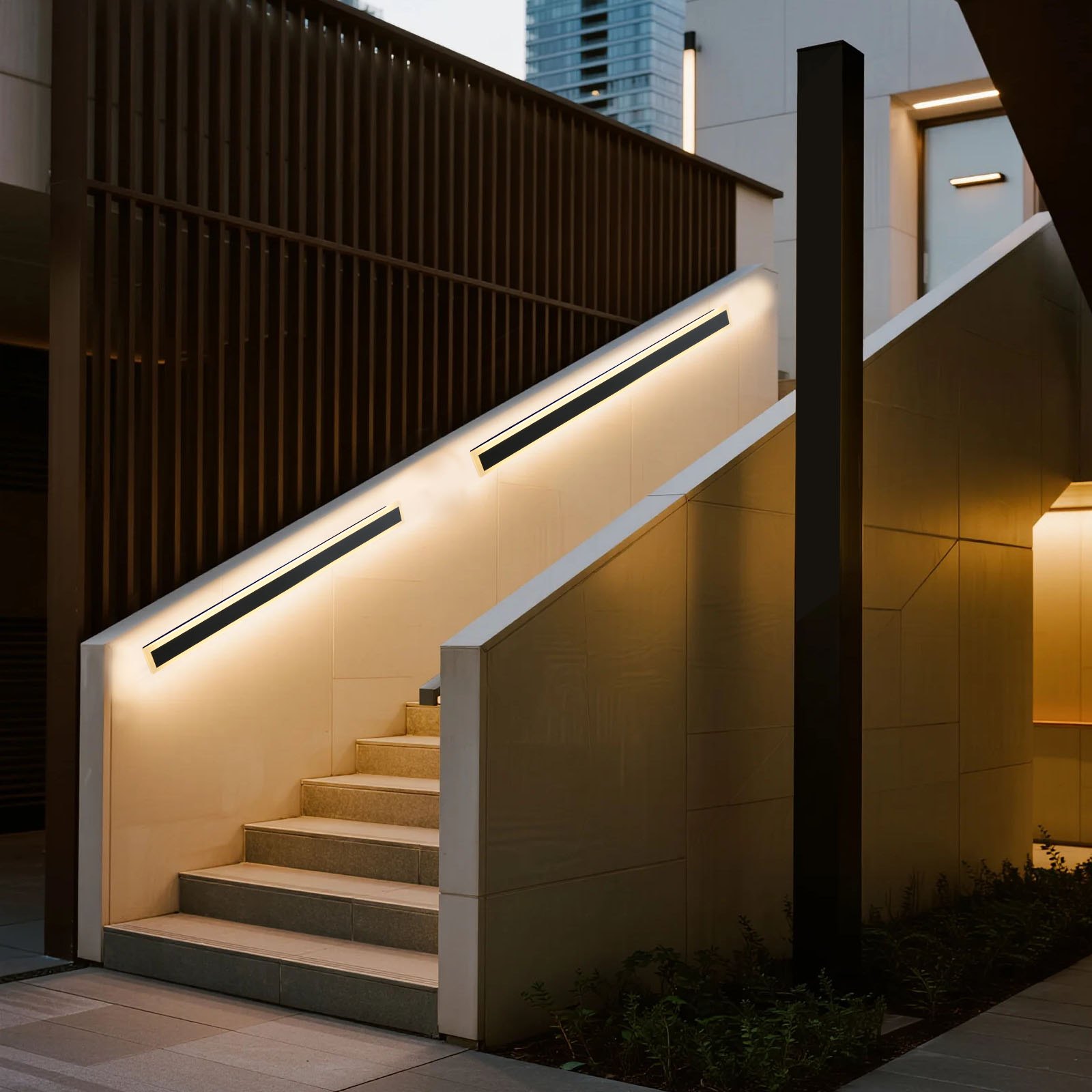 VEVOR Outdoor Wall Lights, 2 Pack, 1000 mm Long Strip Modern Exterior Wall Sconce Light Fixtures, 3000K Warm White, IP65 Waterproof Anti-Rust Outside Wall Mount Lighting, for House, Porch, Garage