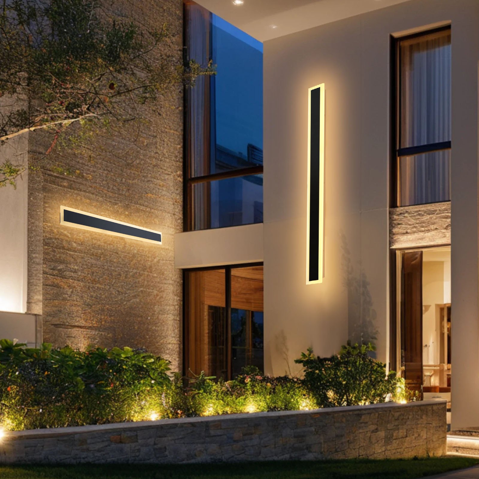 VEVOR Outdoor Wall Lights, 2 Pack, 1000 mm Long Strip Modern Exterior Wall Sconce Light Fixtures, 3000K Warm White, IP65 Waterproof Anti-Rust Outside Wall Mount Lighting, for House, Porch, Garage