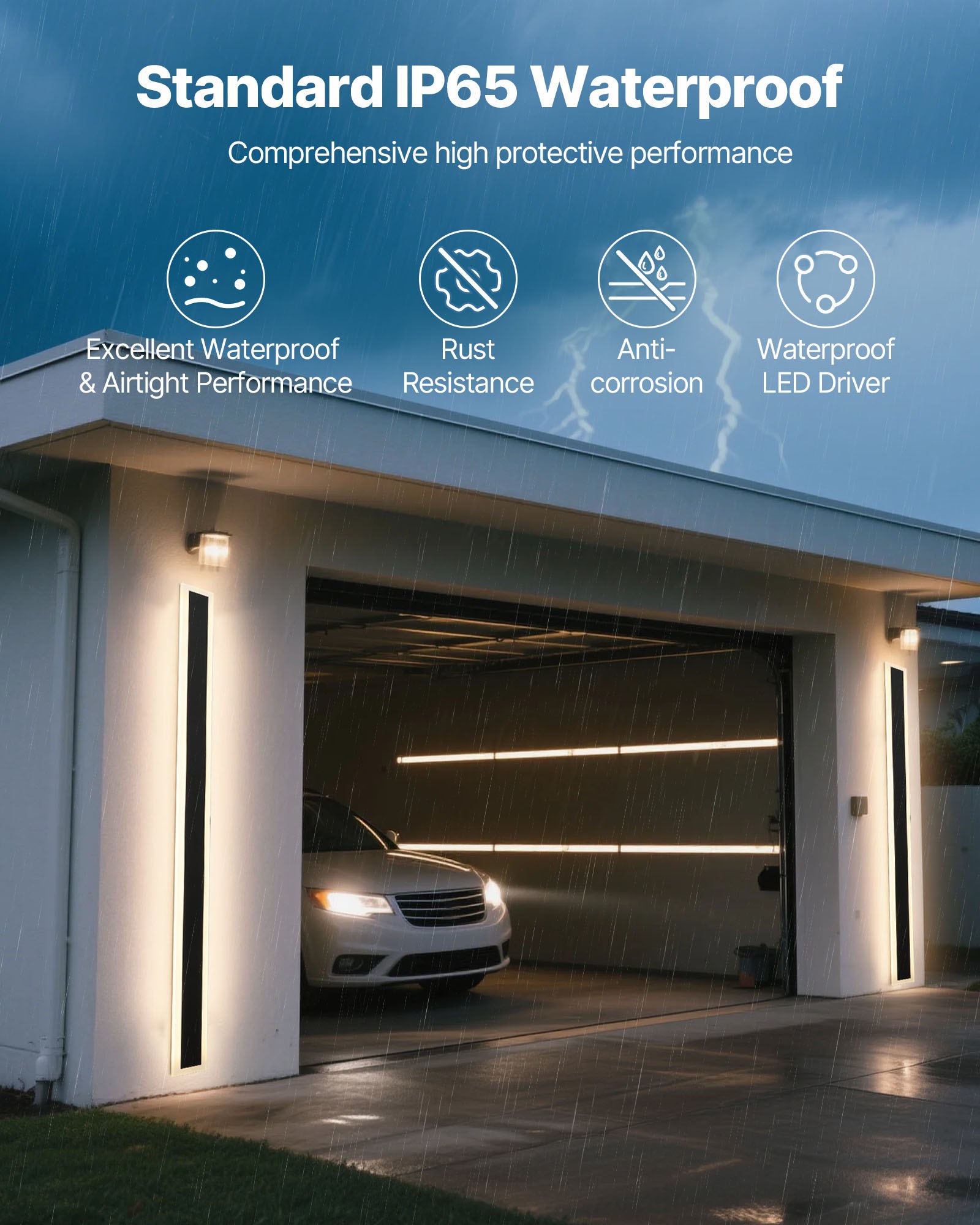 VEVOR Outdoor Wall Lights, 2 Pack, 59.1 Inch Long Strip Modern Exterior Wall Sconce Light Fixtures, 2700K-6000K, IP65 Waterproof Anti-Rust, Dimmable Outside Wall Mount Lighting, for House Porch Garage