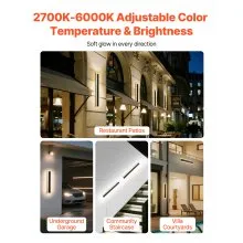 VEVOR Outdoor Wall Lights 2Pcs 23.6 in Long Strip Dimmable Modern Light Fixtures