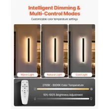 VEVOR Outdoor Wall Lights 2Pcs 23.6 in Long Strip Dimmable Modern Light Fixtures