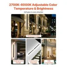 VEVOR Outdoor Wall Lights, 2 Pack, 47.2 Inch Long Strip Modern Exterior Wall Sconce Light Fixtures, 2700K-6000K, IP65 Waterproof Anti-Rust, Dimmable Outside Wall Mount Lighting, for House Porch Garage